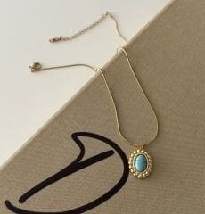 Firuze Taşlı Vintage Kolye